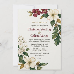 Invitación Cornejo, hoja de roble y bellota Botánico Elegante