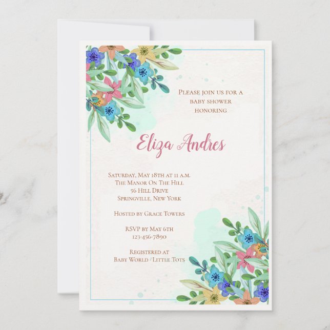 Invitación Corner Blossoms (Anverso)