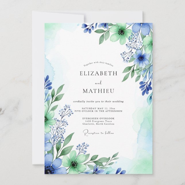 Invitación Cornflower Blue Luminous Spring Wedding (Anverso)