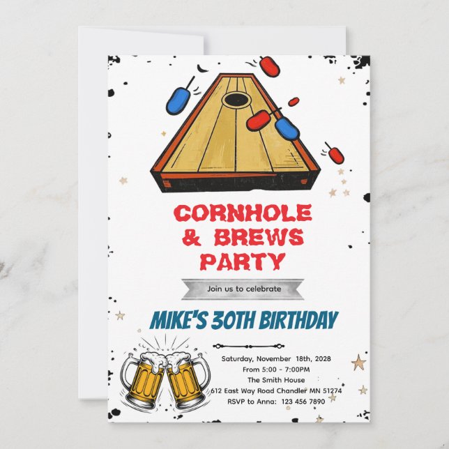 Invitación Cornhole and beer party invitation (Anverso)