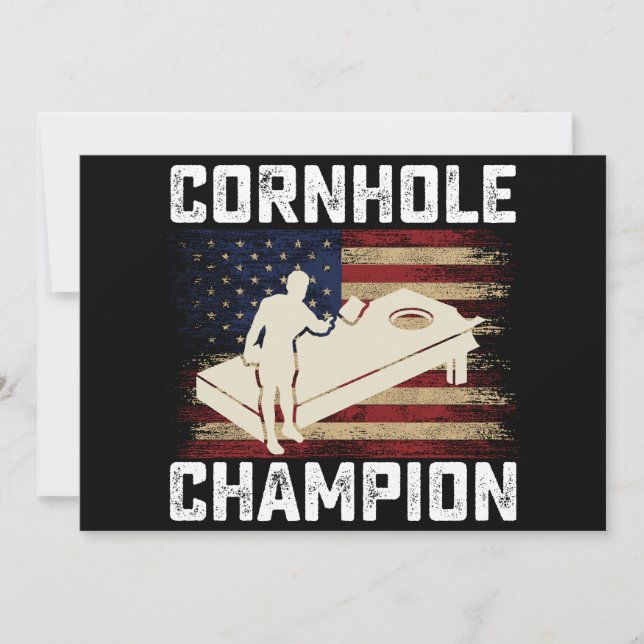 Invitación Cornhole Champion American Flag Estados Unidos 4 d (Anverso)