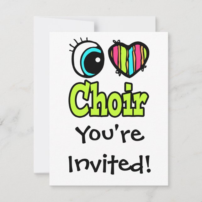 Invitación Coro Corazón de Ojo Brillante Yo Amo (Anverso)