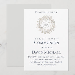 Invitación corona blanca para primera comunión