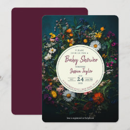 Invitación Corona boho de flores silvestres para baby shower