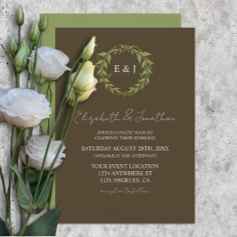 Invitación Corona Botánica Boda Tonos Terrosos