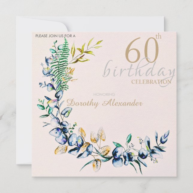 Invitación Corona Botánica Chic Cumpleaños Aniversario (Anverso)