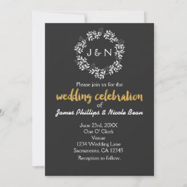 Invitación Corona Botánica de Hojas Blancas Boda Rústica