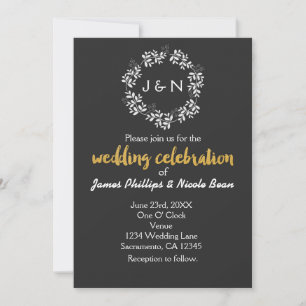 Invitación Corona Botánica de Hojas Blancas Boda Rústica