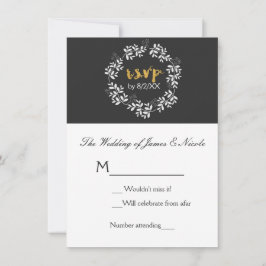 Invitación Corona Botánica de Hojas Blancas RSVP de Boda Rúst
