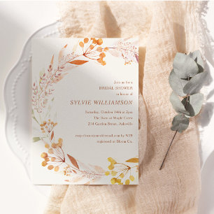 Invitación Corona botánica de otoño Boda boho óxido dorado