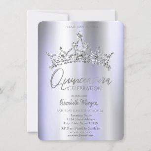 Invitación Corona Chic Violeta Metálico Quinceañera