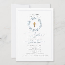 Invitación Corona de acuarela azul polvoriento de PixDezines