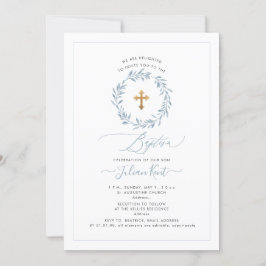 Invitación Corona de acuarela azul polvoriento de PixDezines