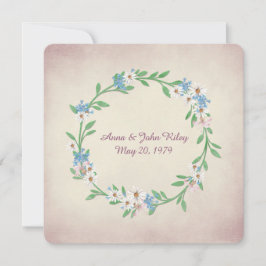 Invitación corona de acuarela boda con margaritas y lirios