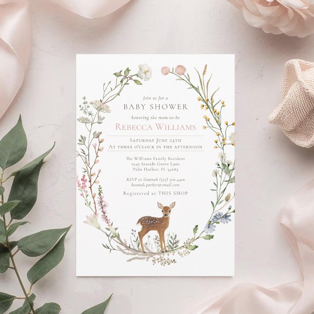 Invitación Corona de Acuarela Bosque Ciervo Shower de Bebé (Subido por el creador)