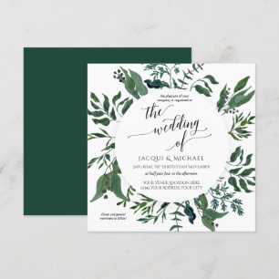 Invitación Corona de Acuarela de Follaje de Bosque para Boda 