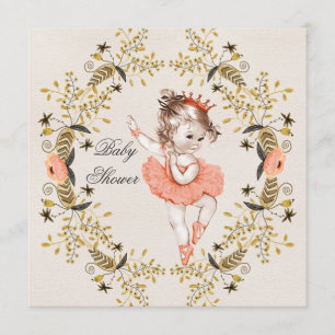 Invitación Corona de Acuarela Floral para Baby Shower de Bail