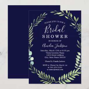 Invitación Corona de Acuarela Verde Marino para Despedida de