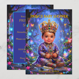 Invitación Corona de Baby Shower de Príncipe Exótico Mágico N