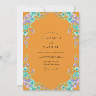 Invitación Corona de boda Aqua Marigold