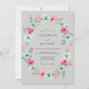 Invitación Corona de boda Aqua Rosa