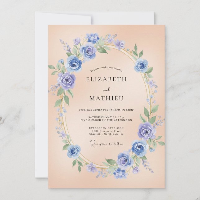 Invitación Corona de boda botánica de vincapervinca (Anverso)