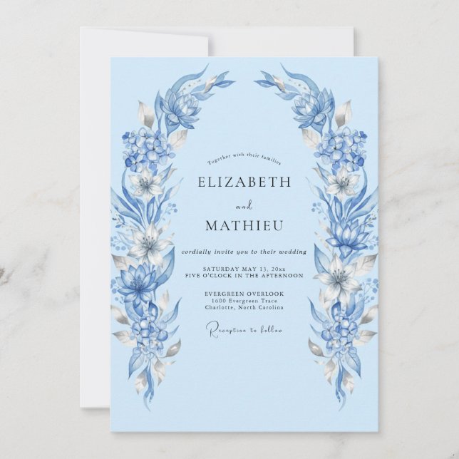 Invitación Corona de Boda Cielo de Centaurea (Anverso)