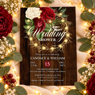 Invitación Corona de boda con luces rústicas y boscosas