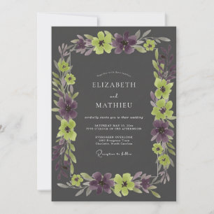 Invitación Corona de boda de amatista de carbón
