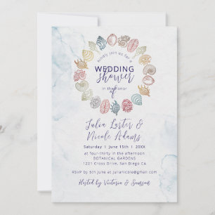 Invitación Corona de boda de conchas marinas del océano de pl