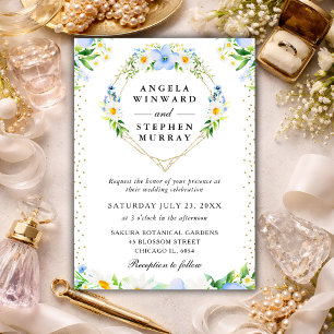 Invitación Corona de boda de corazones con margaritas y flore