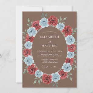 Invitación Corona de Boda de Crimson Periwinkle
