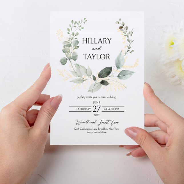 Invitación Corona de boda de eucalipto botánico (Subido por el creador)