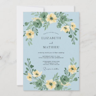 Invitación Corona de boda de flor amarilla