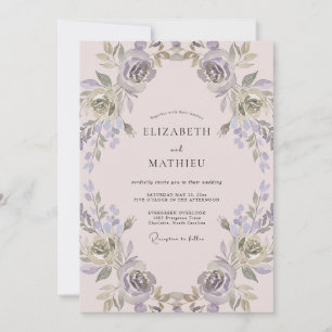 Invitación Corona de boda de lila malva silenciada