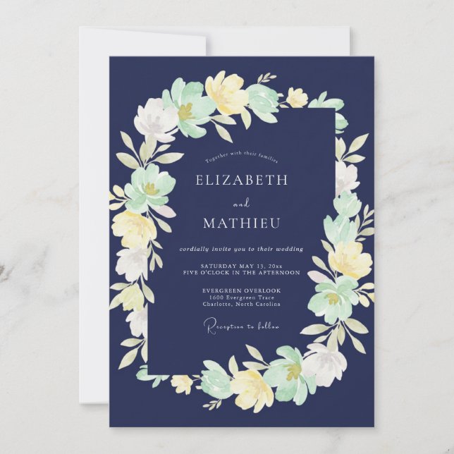 Invitación Corona de Boda de Mantequilla de Medianoche (Anverso)