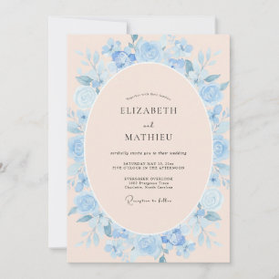 Invitación Corona de boda de melocotón malva polvoriento