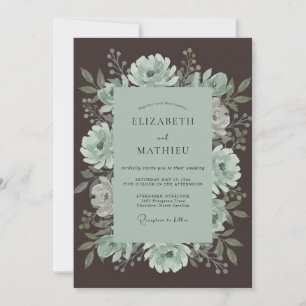 Invitación Corona de Boda de Peonía Menta