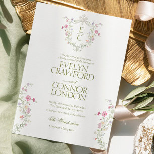 Invitación Corona de boda de pradera de flores silvestres ele