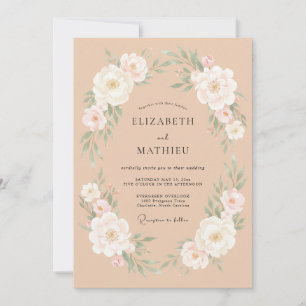 Invitación Corona de boda de ranúnculo melocotón