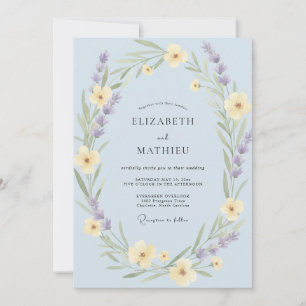 Invitación Corona de boda delicada de color amarillo flor de