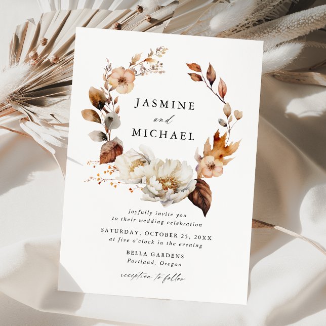 Invitación Corona de Boda Floral de Otoño Rústica (Subido por el creador)