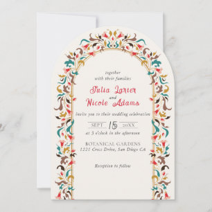 Invitación Corona de Boda Floral Romántica Elegante Moderna