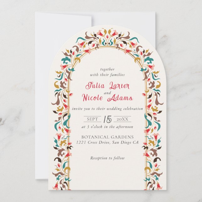 Invitación Corona de Boda Floral Romántica Elegante Moderna (Anverso)
