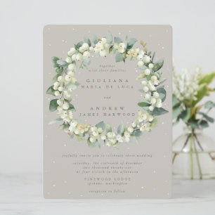 Invitación Corona de boda grande greige de snowberry + eucali