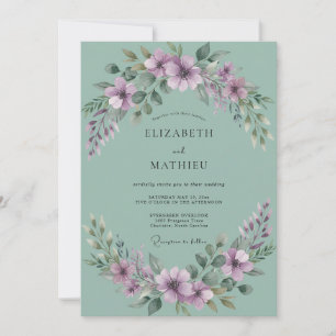 Invitación Corona de boda Lavanda Espuma de Mar