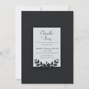 Invitación Corona de Boda Minimalista de Verde Nordico