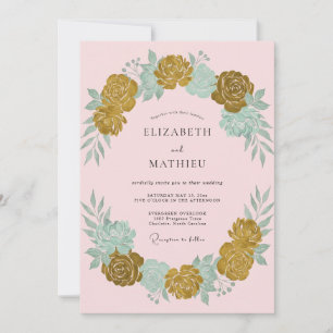 Invitación Corona de boda Ochre Seafoam