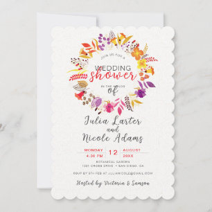 Invitación Corona de Boda Otoñal de Flores Silvestres Boho Ba