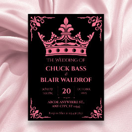 Invitación Corona de boda rosa negro